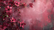 Shabby chic burgundy background with vintage minimalistic flowers, abstract velvet red vintage wallpaper, minimalistic backdrop