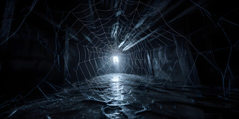 Wall Mural - Hd Dome Spider Web Animation On Black Background, illustration with spider web isolated on black background, GENERATIVE AI

