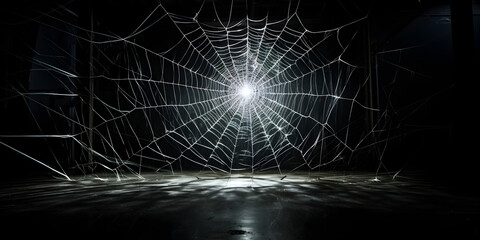 halloween style transparent translucent spider web, spider webs isolated on black background realist