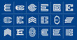 Geometric abstract company letter E logo design set