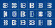 Set of technology digital letter B logo vector