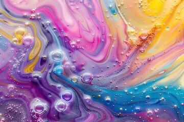 Wall Mural - Rainbow colors in soap bubble art and oil mix background.