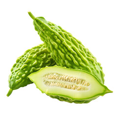 Bitter melon isolated on transparent background Generative Ai.