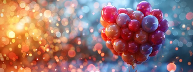 A heart shape composed of birthday balloons, symbolizing the love and well wishes on a birthday.