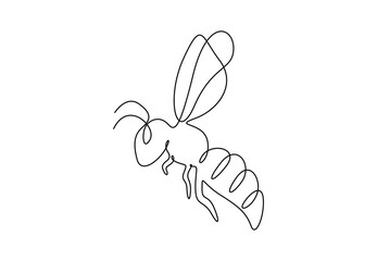 Wall Mural - Honey bee continuous one line drawing vector illustration