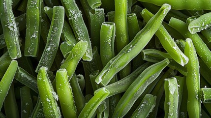 Wall Mural -  A top-down perspective of frozen green beans