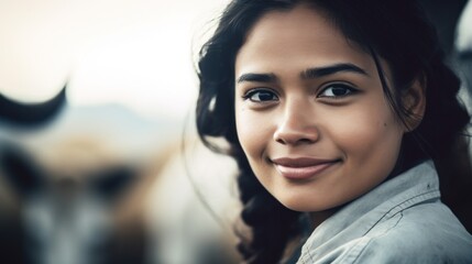 Wall Mural - a woman smiling at the camera