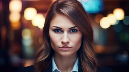 Wall Mural - a woman with brown hair and a white shirt