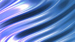 Iridescent chrome wavy gradient cloth fabric abstract background, ultraviolet holographic foil texture, liquid surface, ripples, metallic reflection.