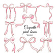 Draw collection cute coquette pink bow Solf girl Ribbon frame
