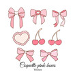 Draw collection coquette cherry with pink bow Soft girl
