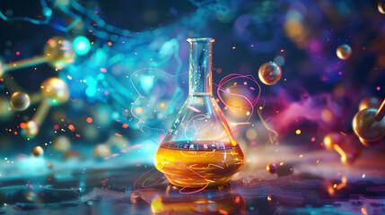  Magical Potion Bottle with Sparkles and Bokeh Effect