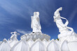 Scenery of white jade stone Guanyin famous tourist attraction on the top of Khao Kho Hong, Songkhla Province, Thailand 