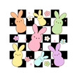 Draw checkered bunny candy Rerto easter spring