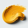 Stroke of yellow paint texture, isolated on white background