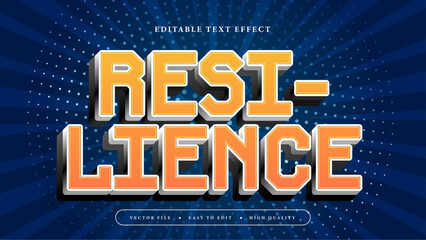 Blue gray grey and orange resilience 3d editable text effect - font style