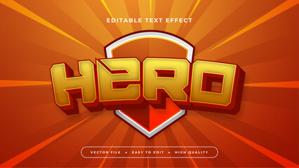 Wall Mural - White orange and red hero 3d editable text effect - font style