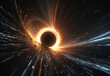 Black hole in space with fire and light.