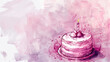  Illustration of a cheerful birthday cake, with space for text