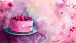  Illustration of a cheerful birthday cake, with space for text