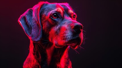 Wall Mural - A dog with a black nose and brown eyes is staring at the camera