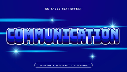 White and blue communication 3d editable text effect - font style