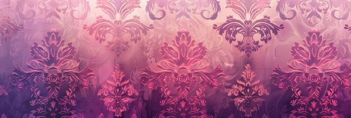 Sticker - A romantic pink floral damask pattern that exudes femininity and elegance for stylish interiors and backgrounds.