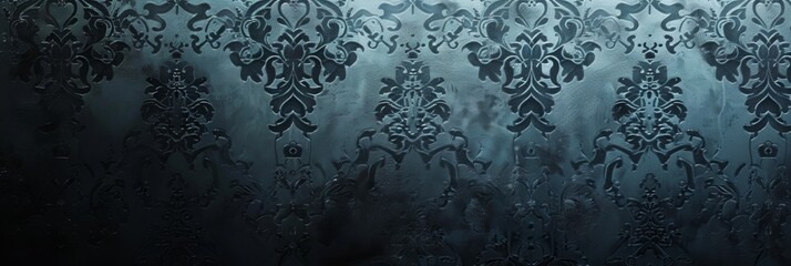 Sticker - This dark damask pattern exudes the mystique of midnight, suitable for sophisticated ambiance settings.