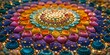 Vibrant close up view of colorful mandala design