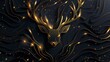 Luxury background art featuring a stylized deer, its sleek golden lines forming an elegant contrast with the subtle hints of woodland textures