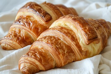 Poster - Delicious Duo: Inviting Croissants Brimming with Fresh Bakery Goodness