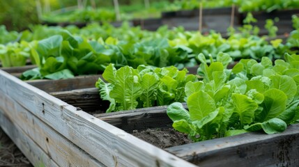 Wall Mural - Raised Bed Salad Greens Garden