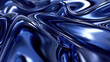 3D abctract liquid metal and glass in navy blue color as wallpaper background illustration