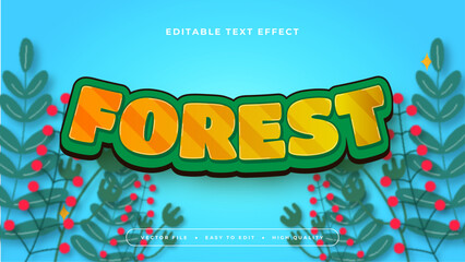 Wall Mural - Green blue and orange forest 3d editable text effect - font style