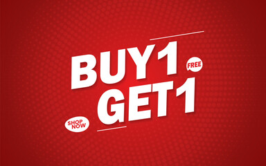 Wall Mural - sale banner template red. Buy 1 Get 1 free.