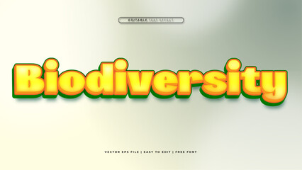 Wall Mural - Yellow green and white biodiversity 3d editable text effect - font style