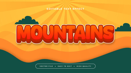 Wall Mural - Orange red and green mountains 3d editable text effect - font style