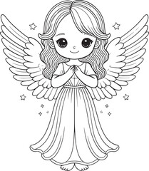 Wall Mural - A cute little angel with wings and a dress