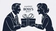world boss day in october line art. Happy Boss's Day. October 16. Generative Ai.