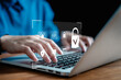 © sirichai - Internet network cybersecurity concept, data privacy protection from malicious attacks, digital information technology security, user accessing the laptop screen displays login of security information