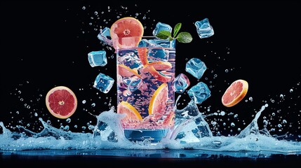 Wall Mural - Glass of Water With Orange Slices