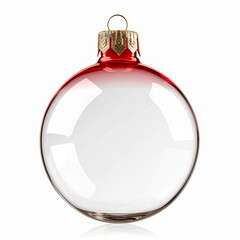 Wall Mural - Transparent glass Christmas bauble isolated on white background, holiday decor and design, Merry Christmas and Happy Holidays