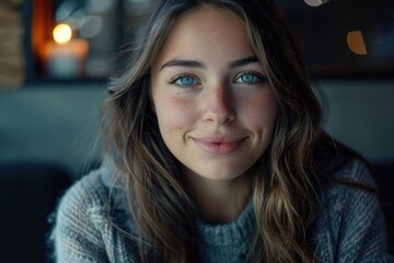 Portrait of a content  smiling young woman