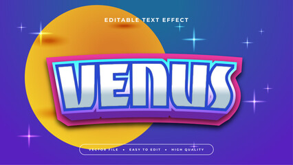 Wall Mural - Blue orange and purple violet venus 3d editable text effect - font style