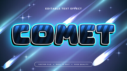 Wall Mural - Blue and white comet 3d editable text effect - font style
