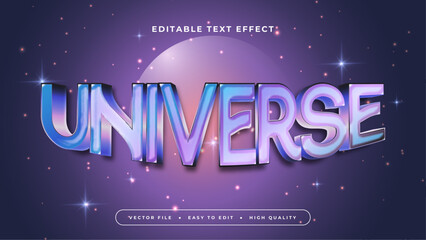Wall Mural - White purple violet and blue universe 3d editable text effect - font style