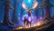 this graceful deer into a mystical forest guardian, adorned with glowing runes and ethereal antlers.