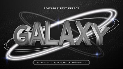 Wall Mural - Black gray grey and white galaxy 3d editable text effect - font style