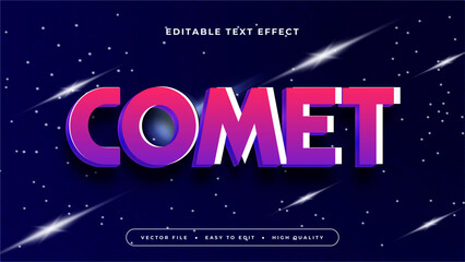 Wall Mural - Blue and purple violet comet 3d editable text effect - font style