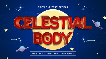 Wall Mural - Yellow red and blue celestial body 3d editable text effect - font style